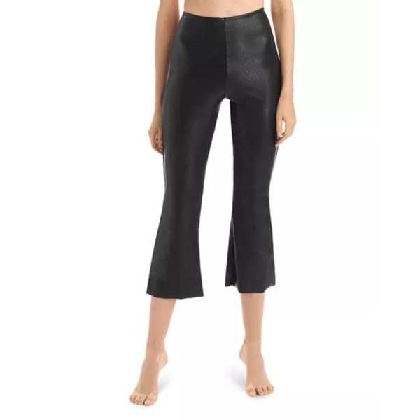 Leather Cropped Flare Leggings