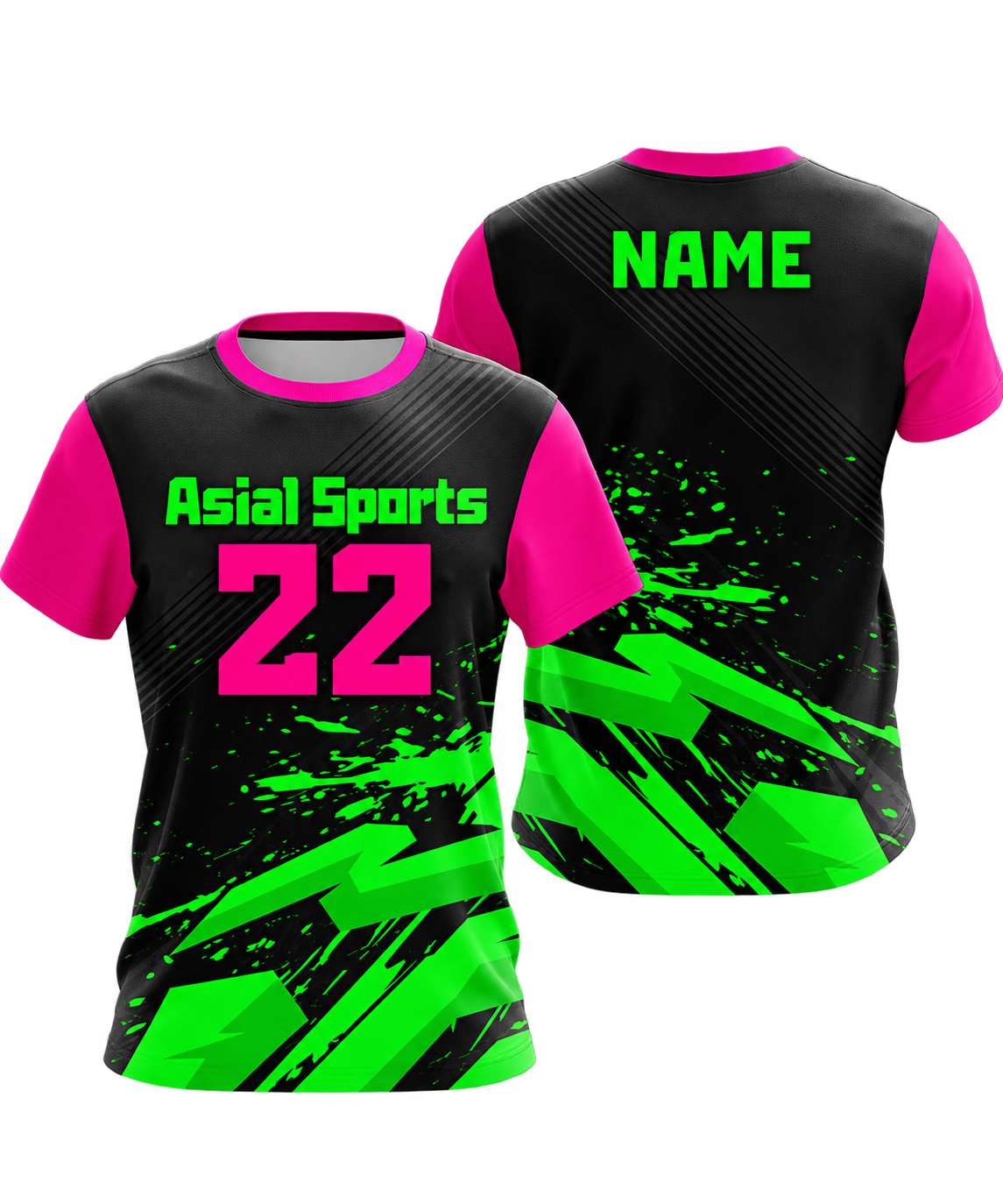 NewYou Sports Electric Black, Pink & Green Sports T-Shirt