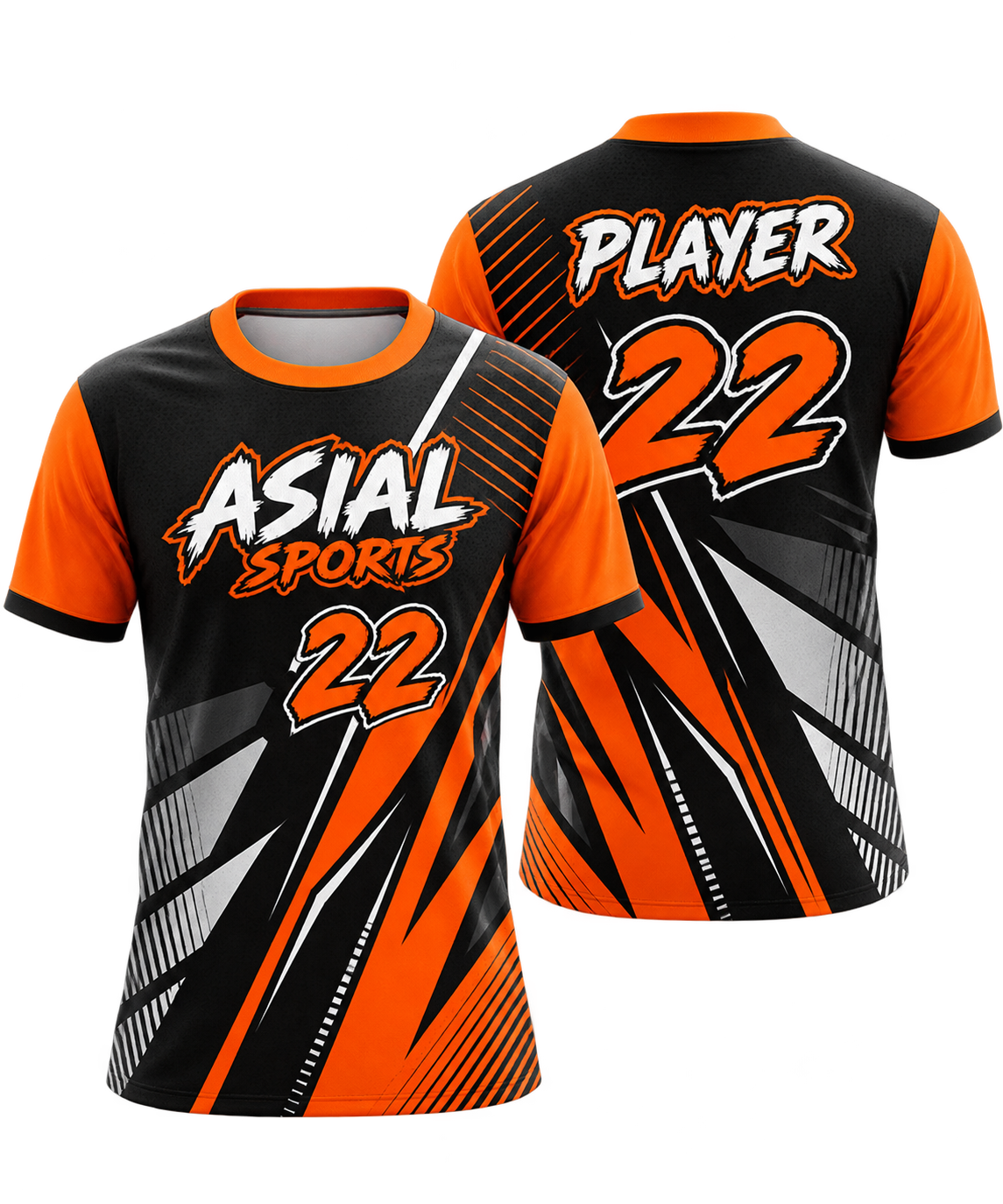 NewYou Sports Geometric Black & Orange Sports T-Shirt
