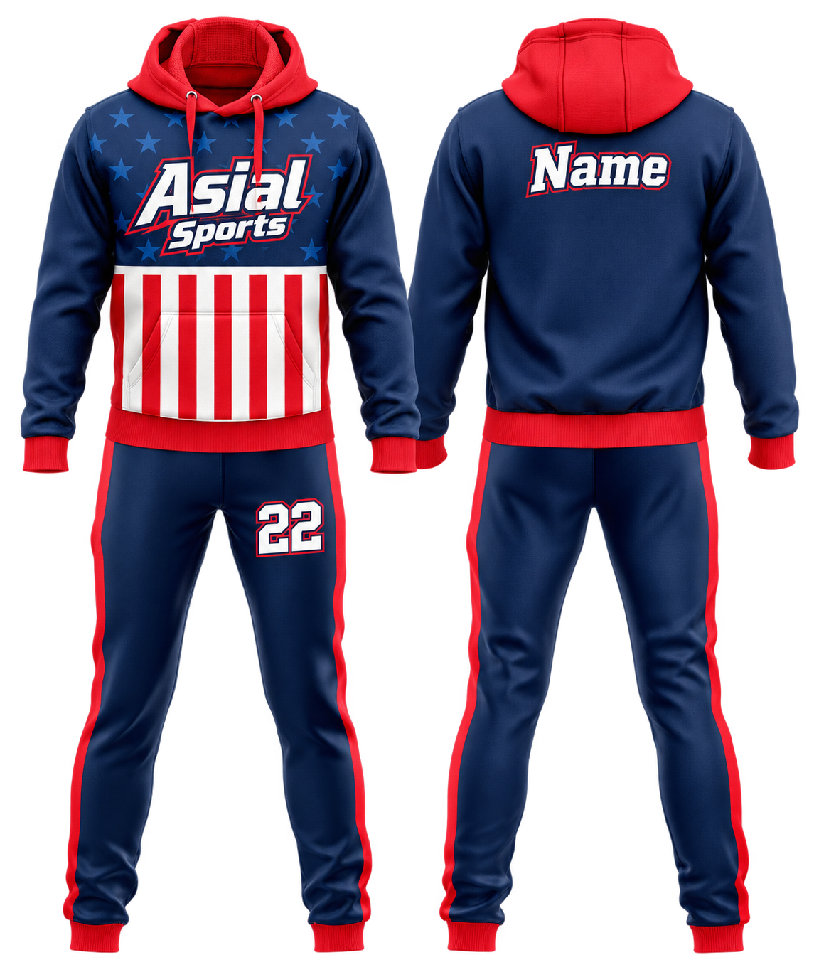 National USA Tracksuit with Custom Design and American Flag Colors