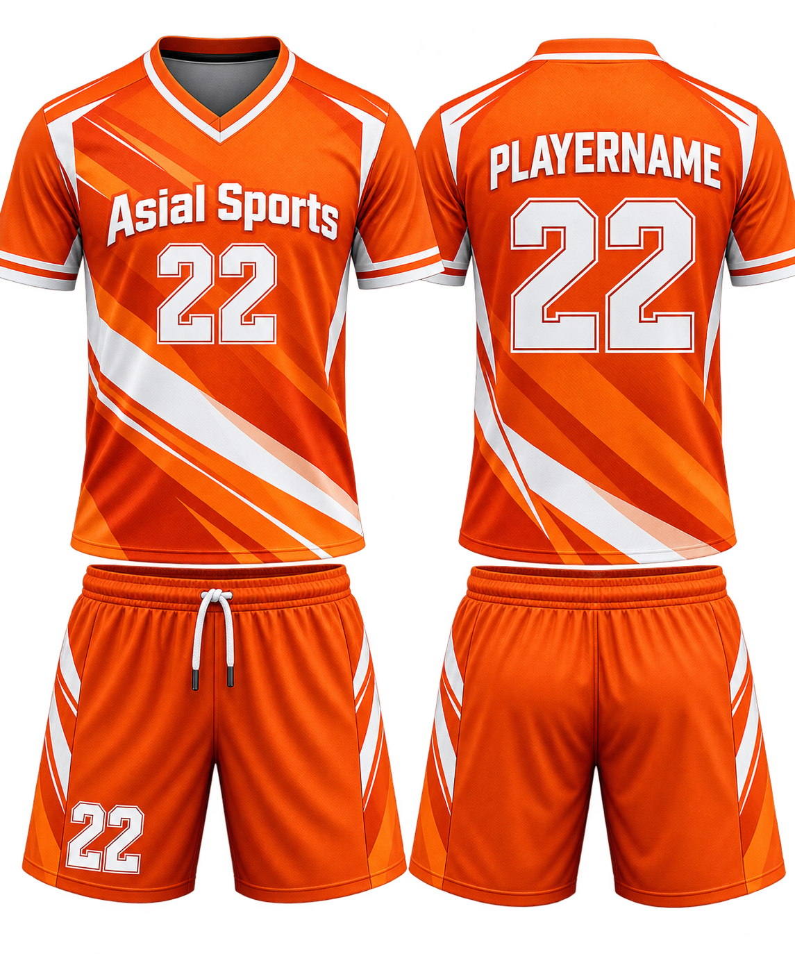 Premium Custom Orange White Diagonal Soccer Uniform New You Sports