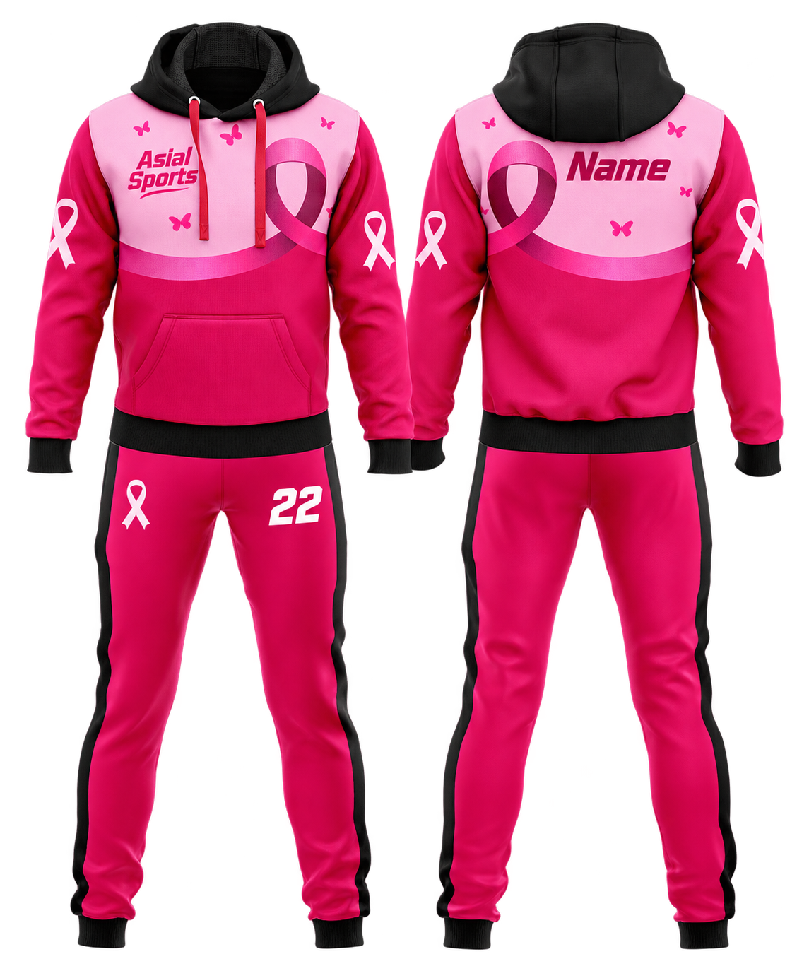 Custom Breast Cancer Awareness Tracksuit in Pink