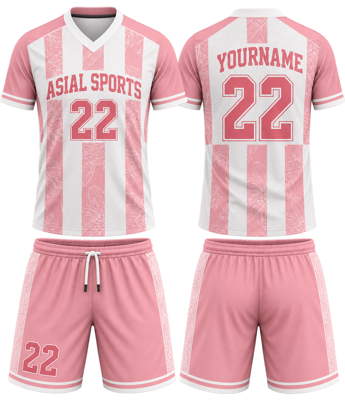 Blush Pink Stripe Performance Team Jersey & Shorts Set