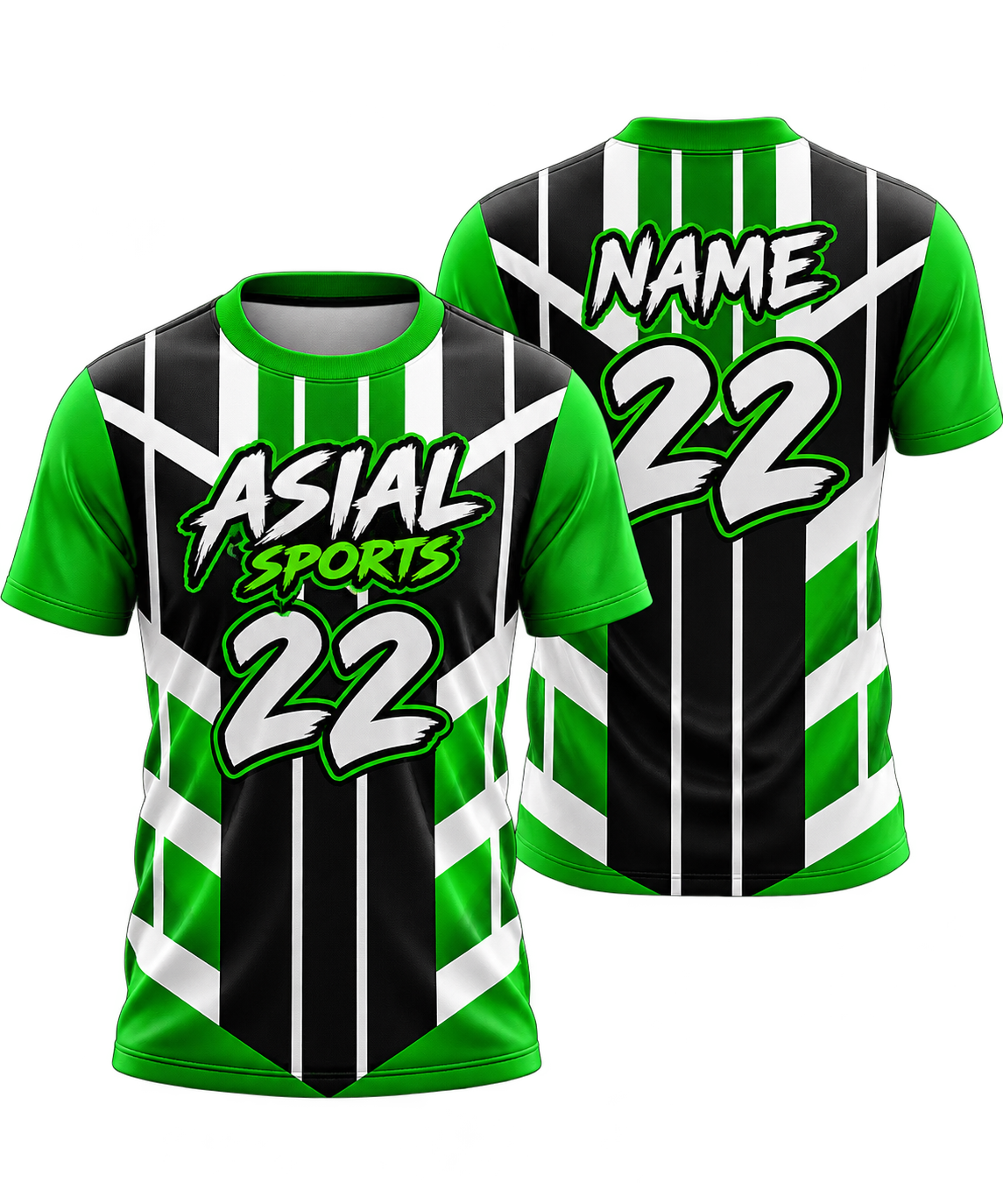 NewYou Sports Geometric Black, Green & White Sports T-Shirt