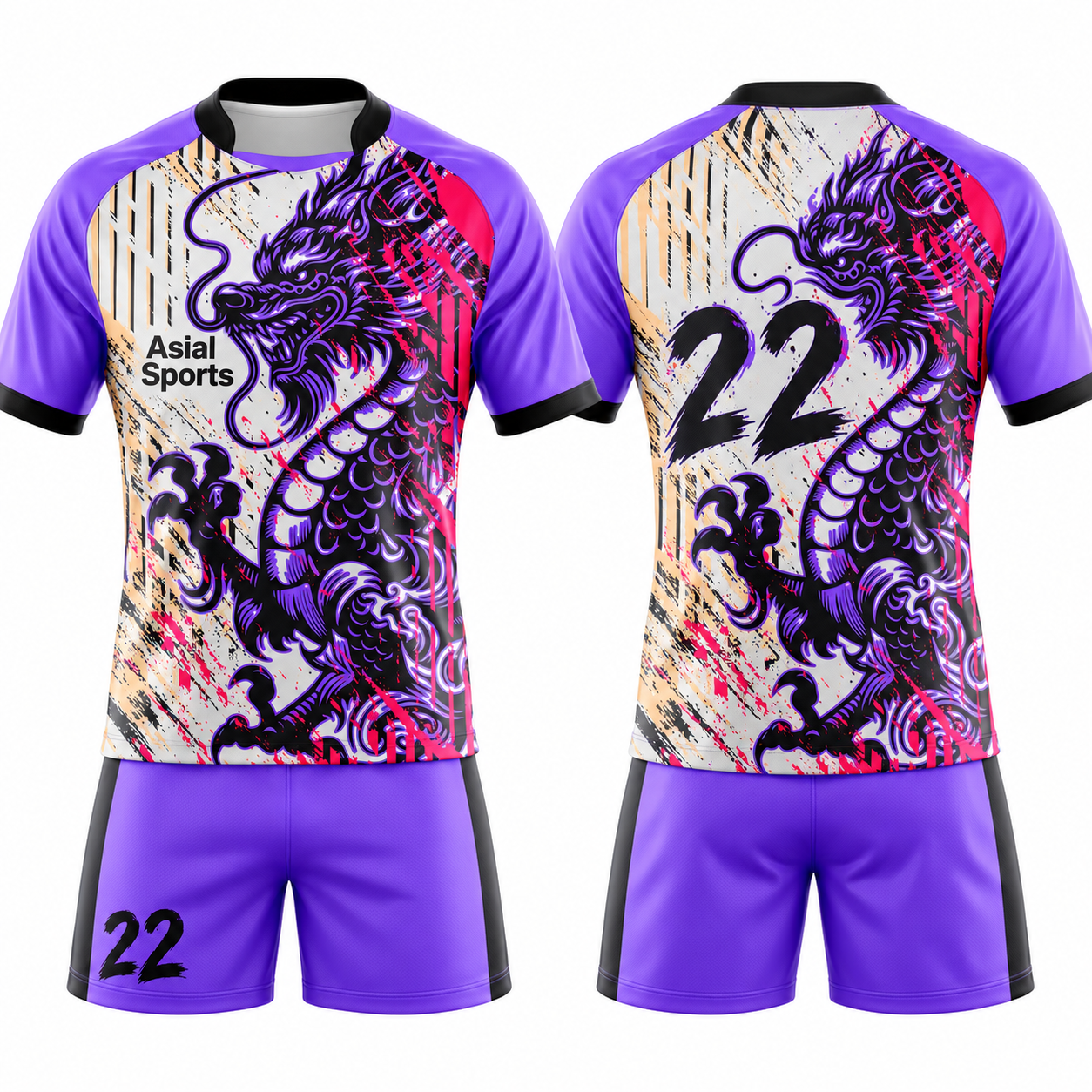 Premium Custom Purple Dragon Graphic Rugby Uniform New You Sports Design