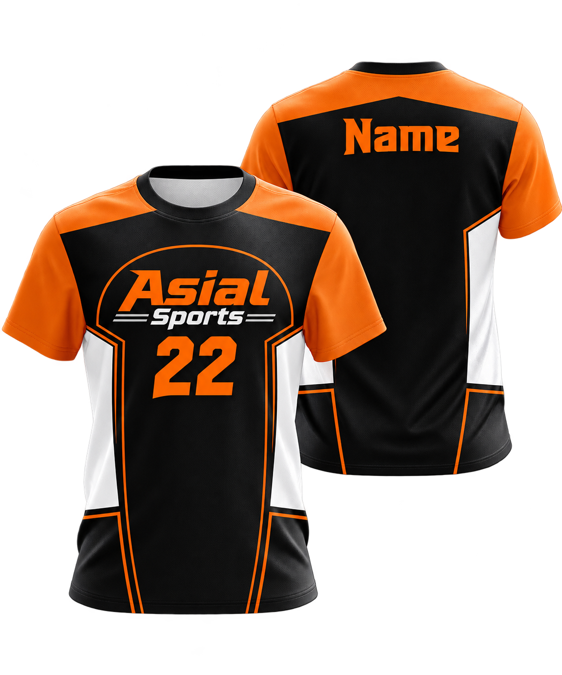 Custom Black and Orange Sports T-Shirt