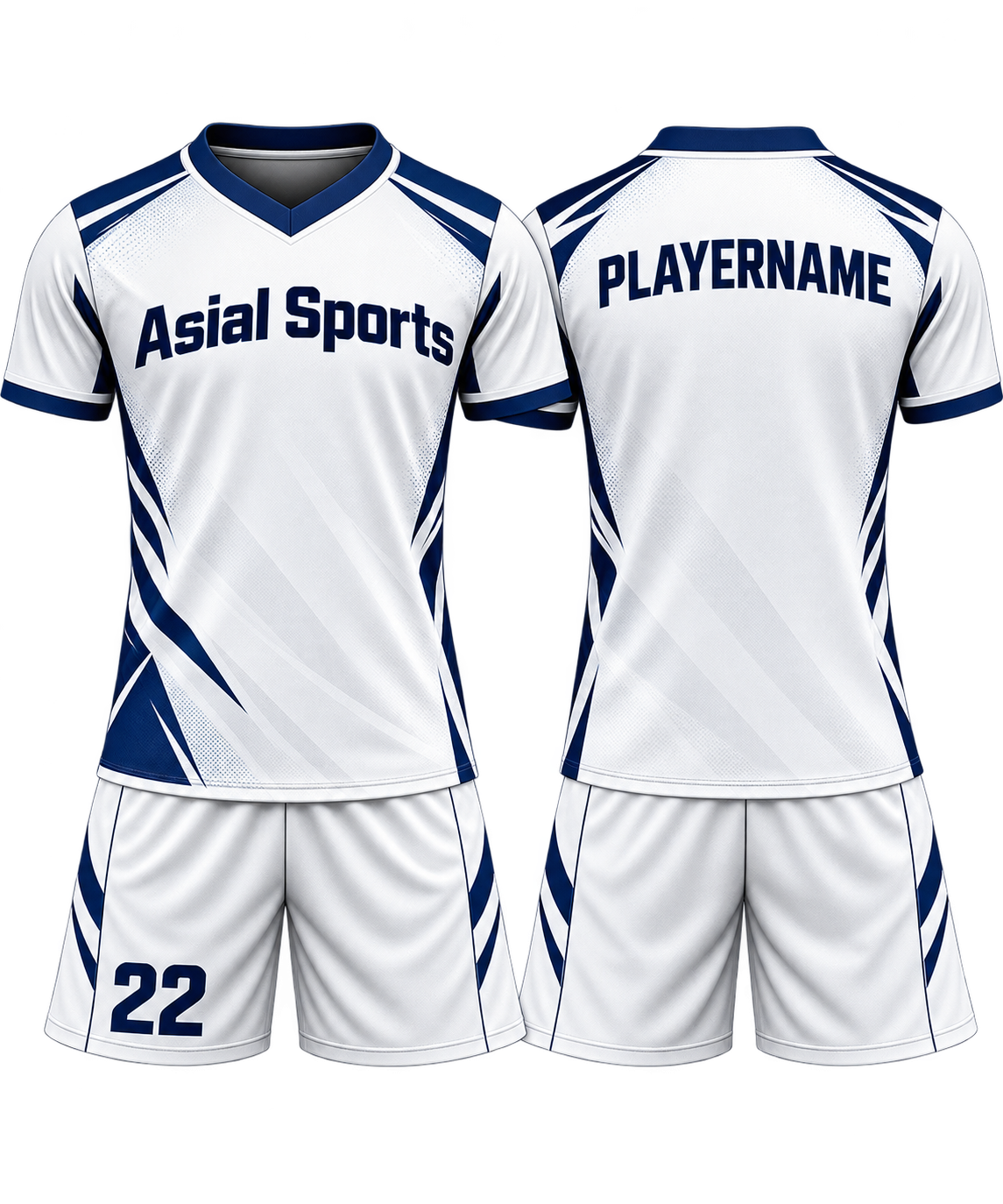 Premium Custom White Navy Soccer Uniform New You Sports