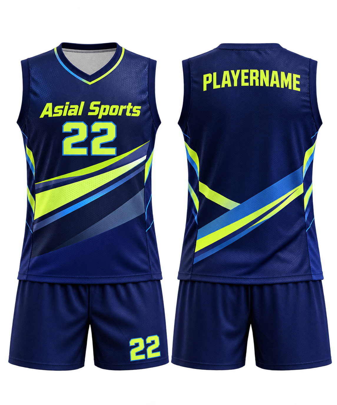 Custom Sublimated Volleyball Uniform Set Navy And Neon Lime New You Sports Design