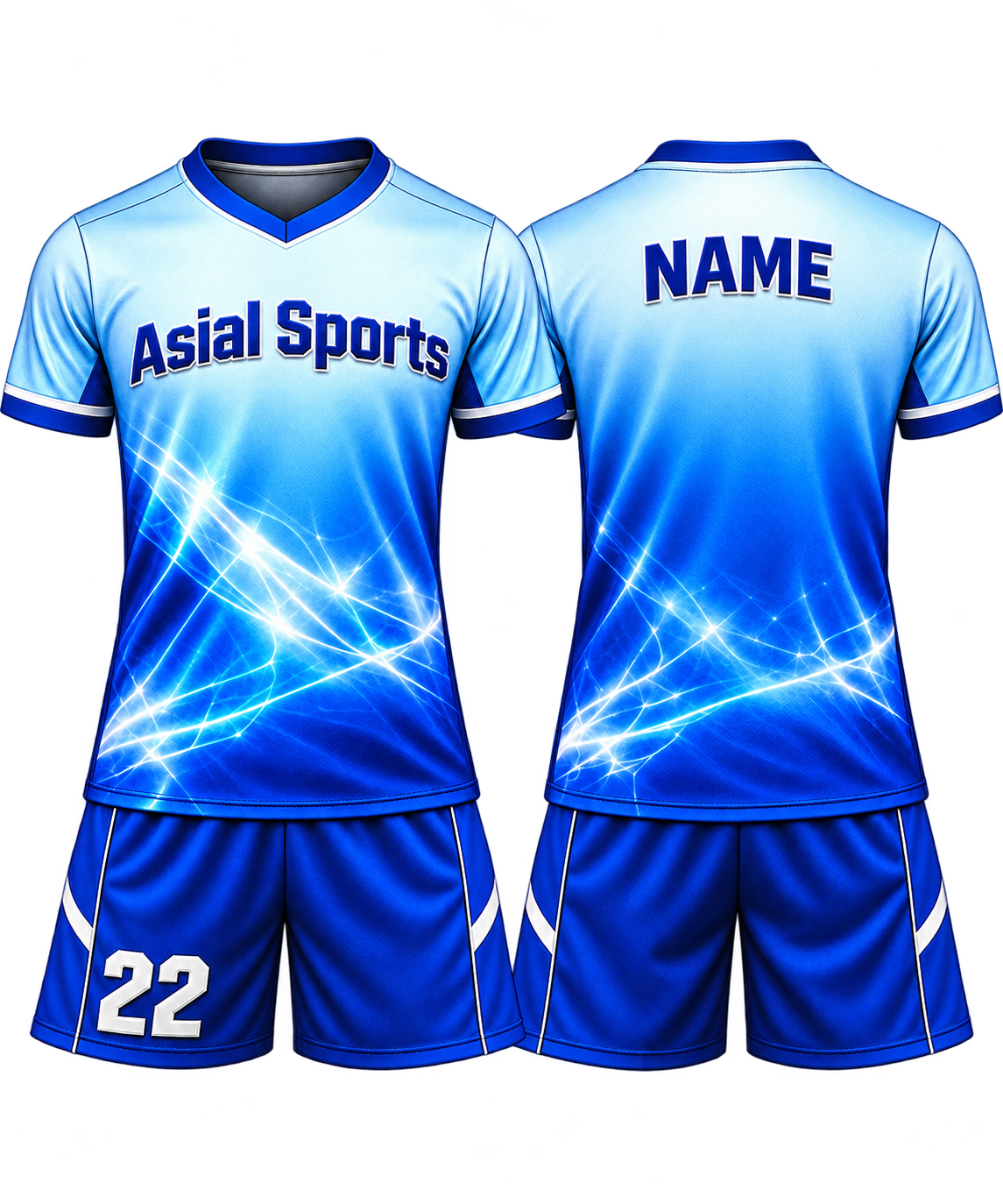 Premium Custom Blue Lightning Gradient Soccer Uniform New You Sports