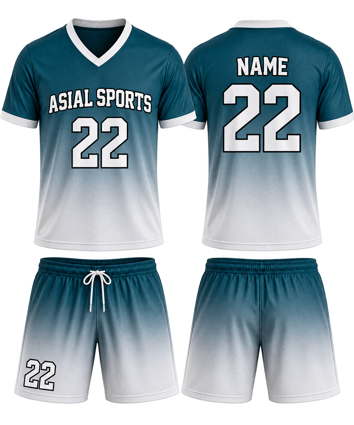Teal Gradient Performance Team Jersey & Shorts Set