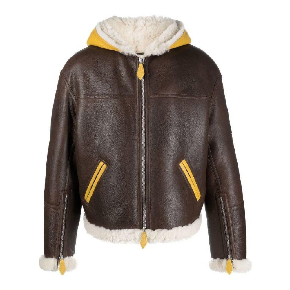 zip-fastening shearling-trim jacket — image 1