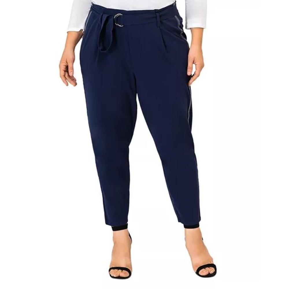 Paperbag Waist Leather Trim Pants — image 1