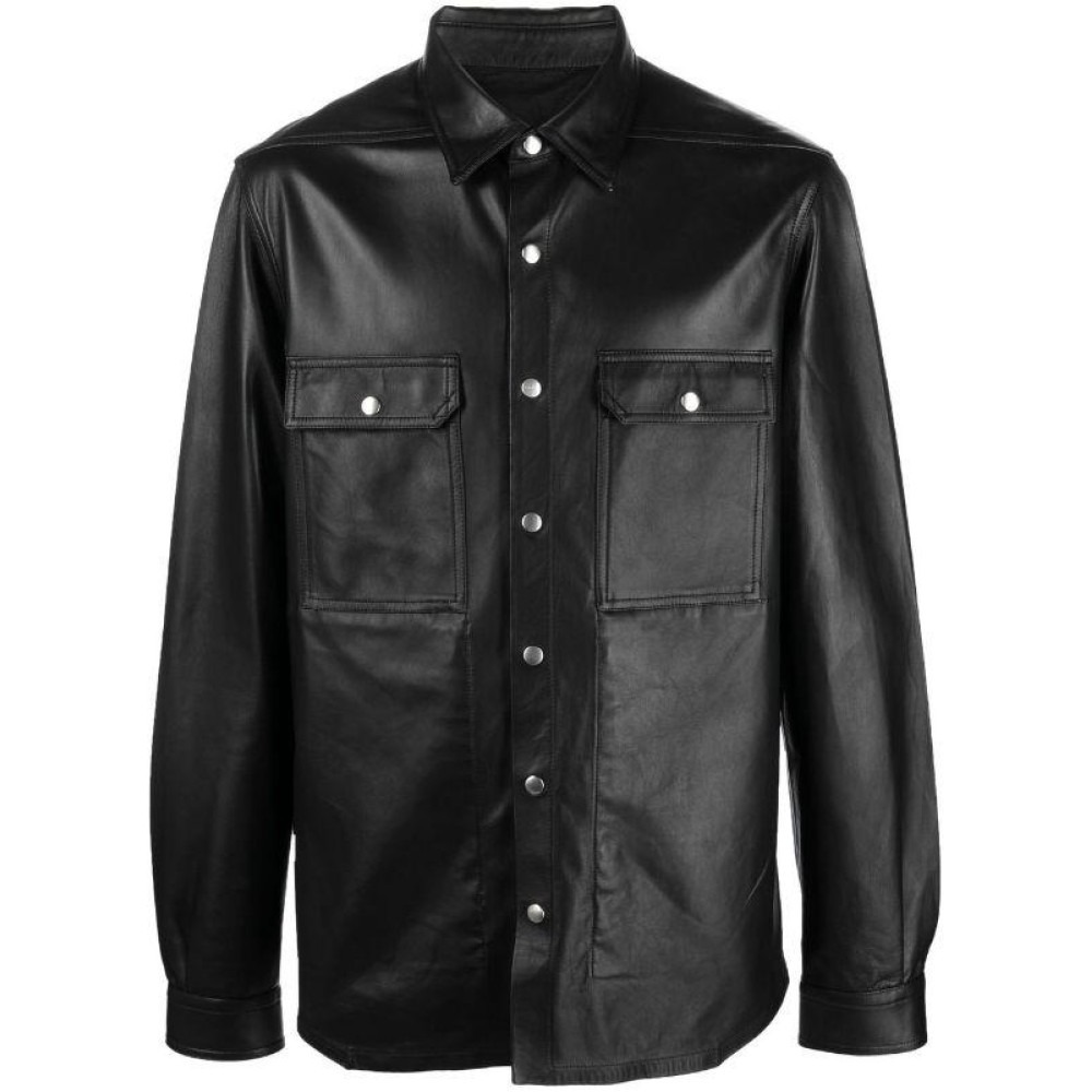 leather shirt jacket — image 1