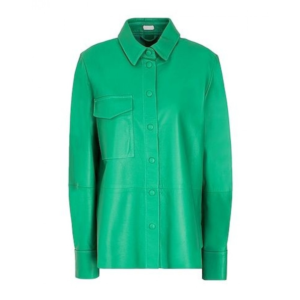 green Solid color shirt in leather — image 1