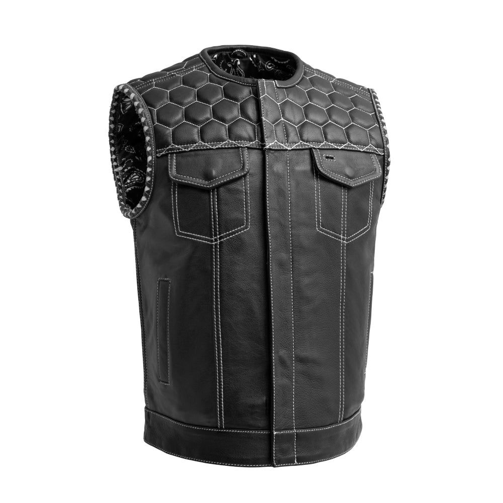 Men's Club Style Leather Vest - White — image 1