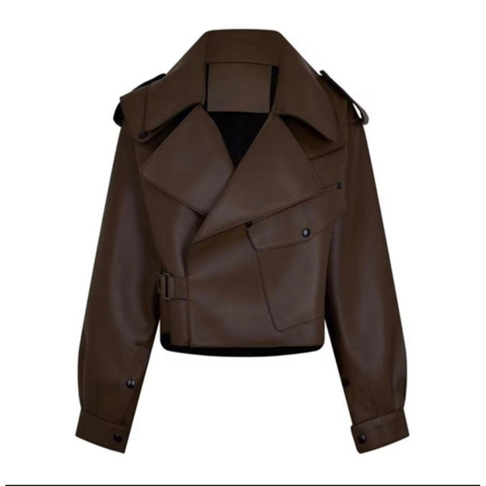 OVERSIZED LEATHER JACKET IN BROWN — image 1