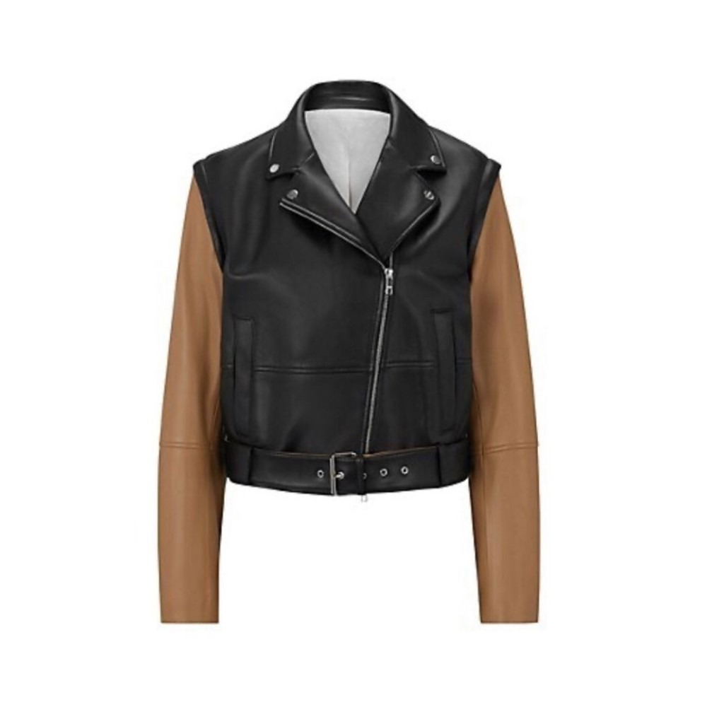 Nappa-Leather Regular-Fit Jacket With Removable Sleeves — image 1