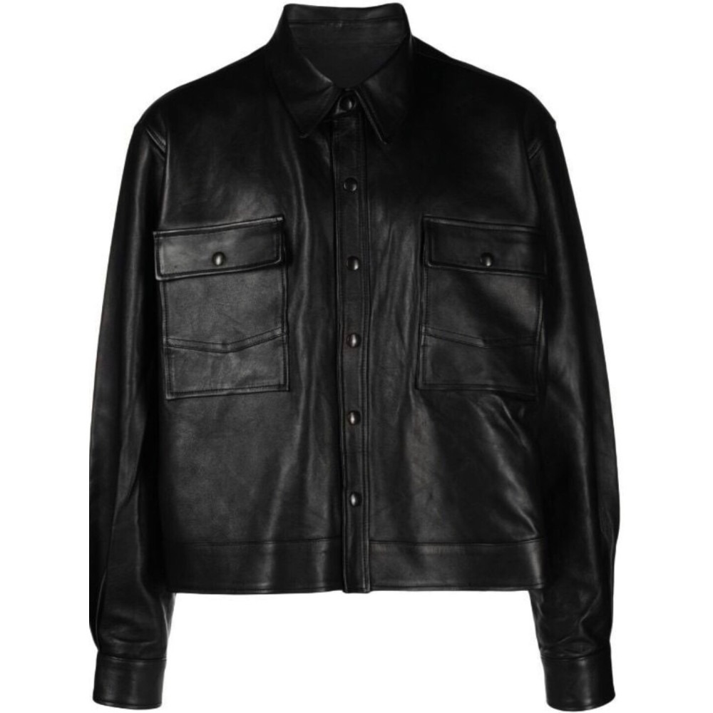 button-up leather jacket — image 1