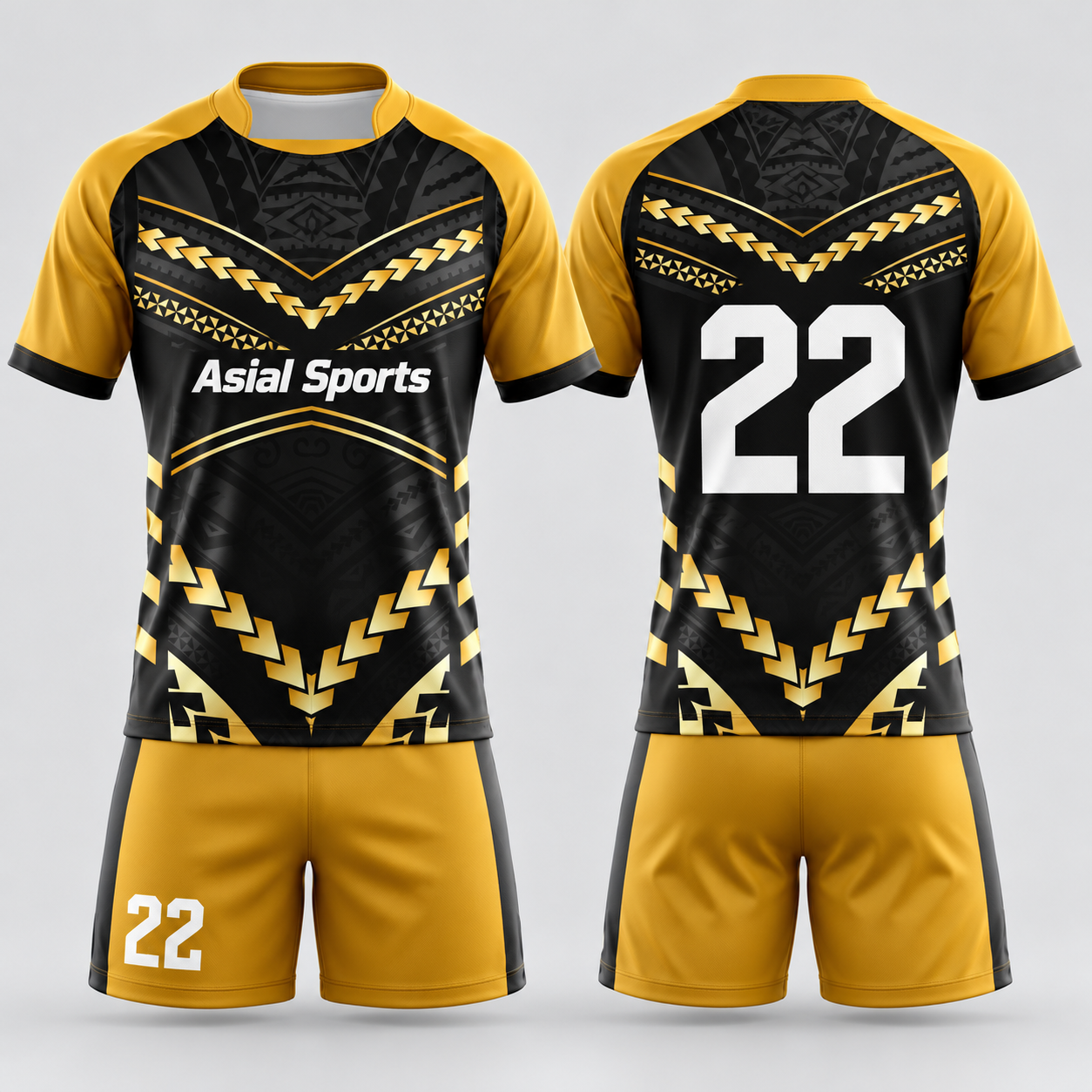 Premium Custom Black Gold Rugby Uniform New You Sports Design