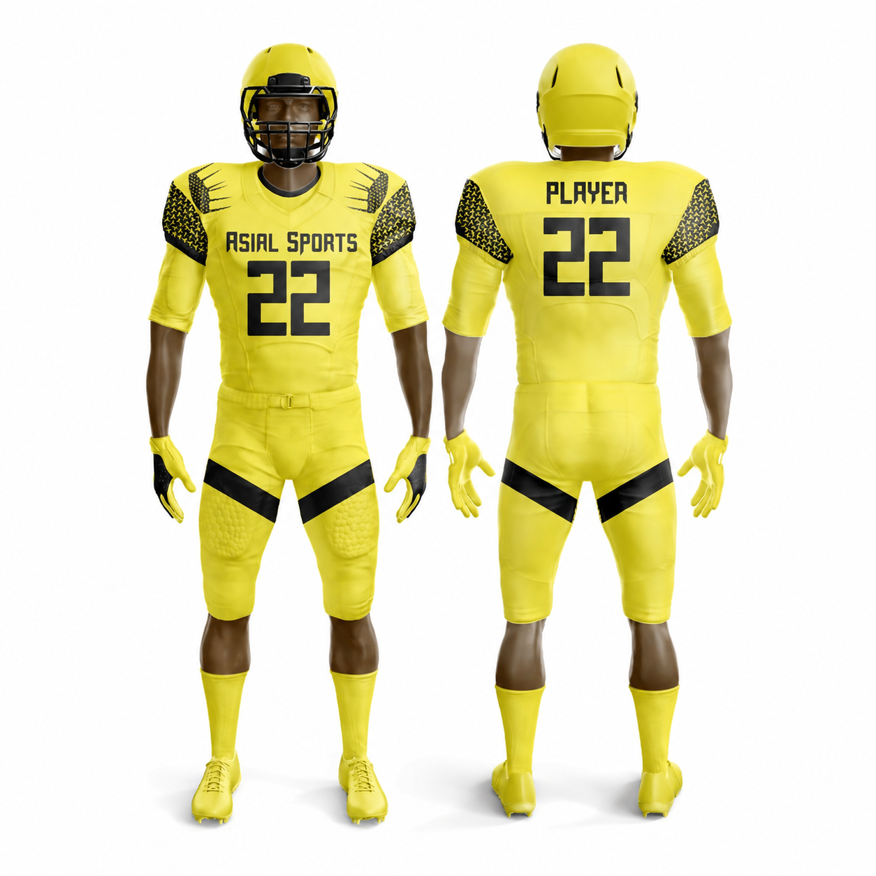American Football Uniform in Yellow with Black Accents