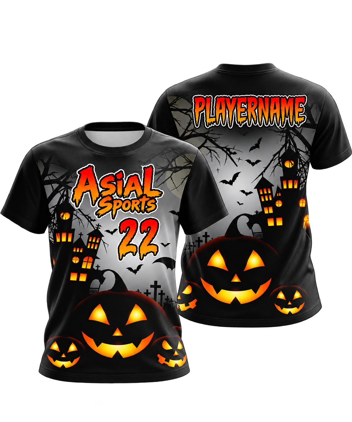 Halloween Black & Orange Sports T-Shirt