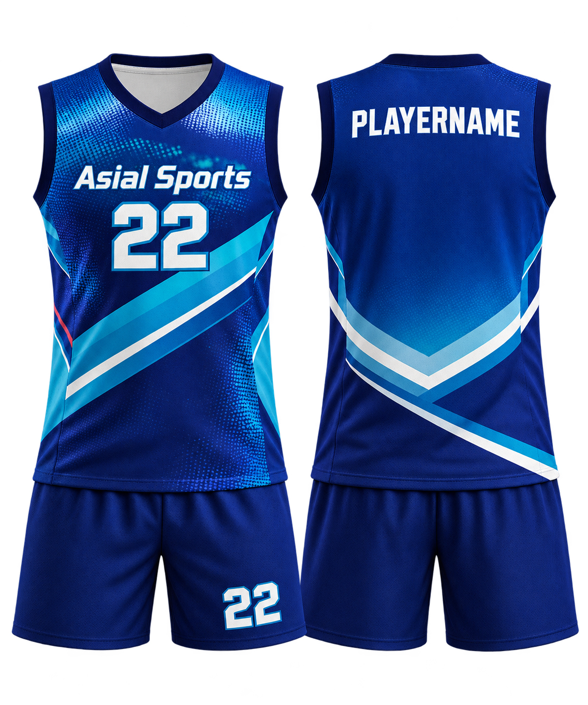 Custom Sublimated Volleyball Uniform Set Navy And Teal Gradient New You Sports Design