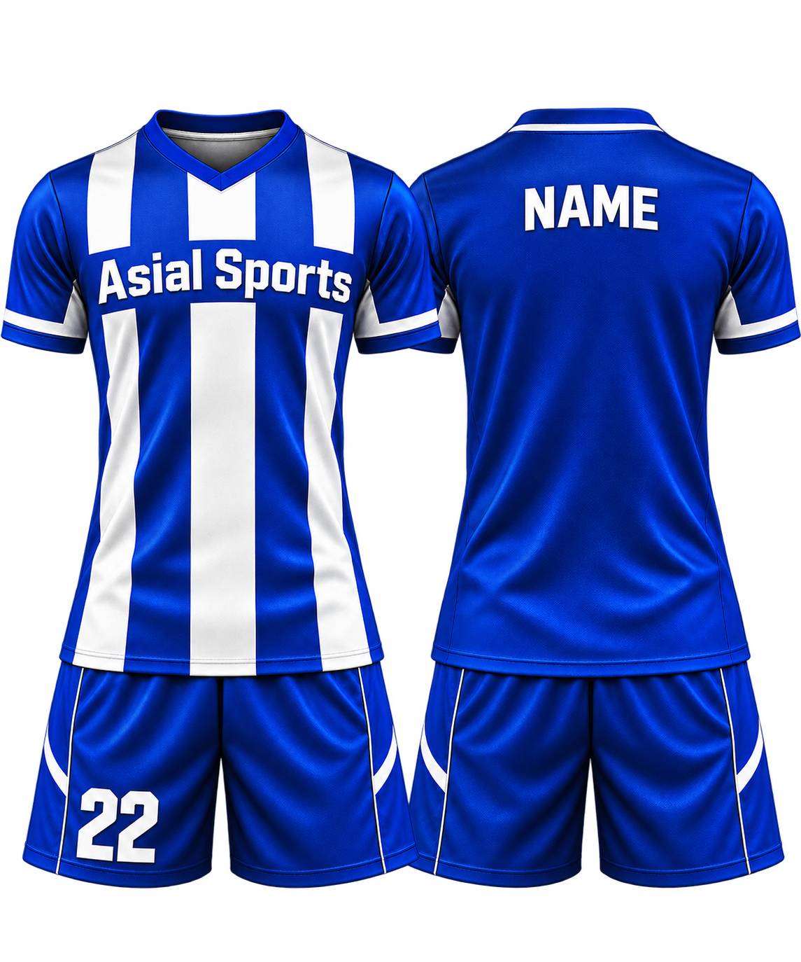 Premium Custom Blue White Vertical Stripe Soccer Uniform New You Sports