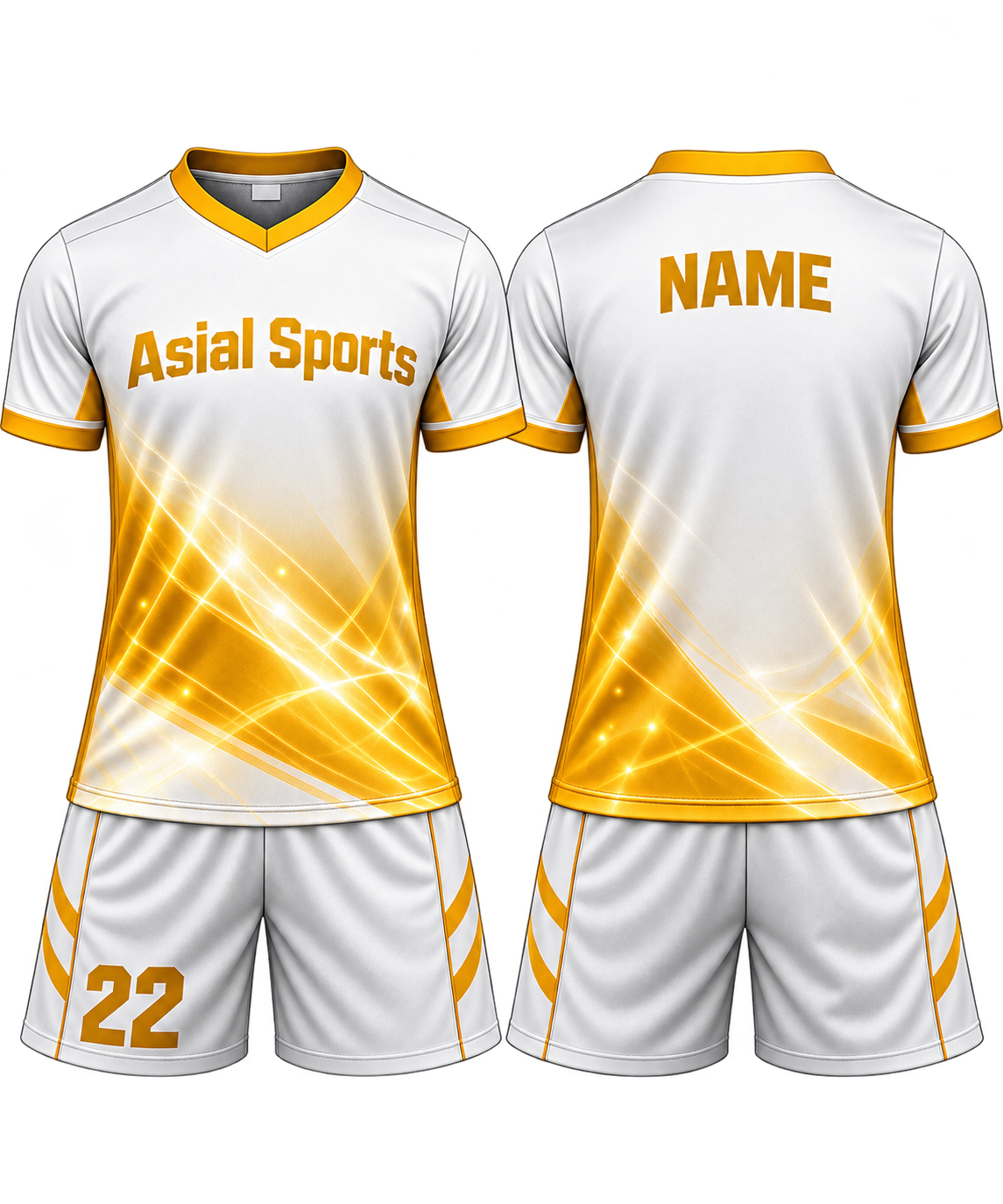 Premium Custom White Gold Energy Soccer Uniform New You Sports