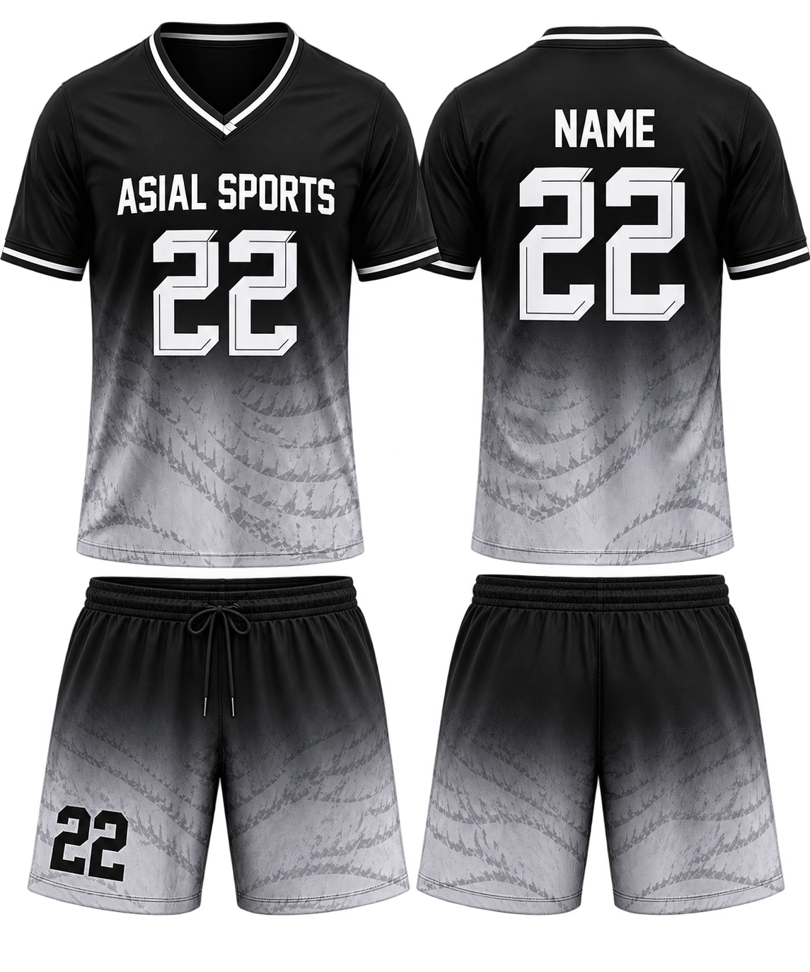 Black & Silver Gradient Performance Jersey & Shorts Set