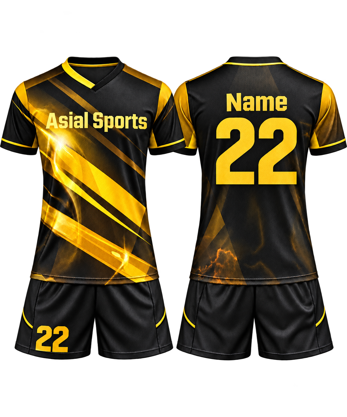 Premium Custom Black Gold Diagonal Stripe Soccer Uniform New You Sports