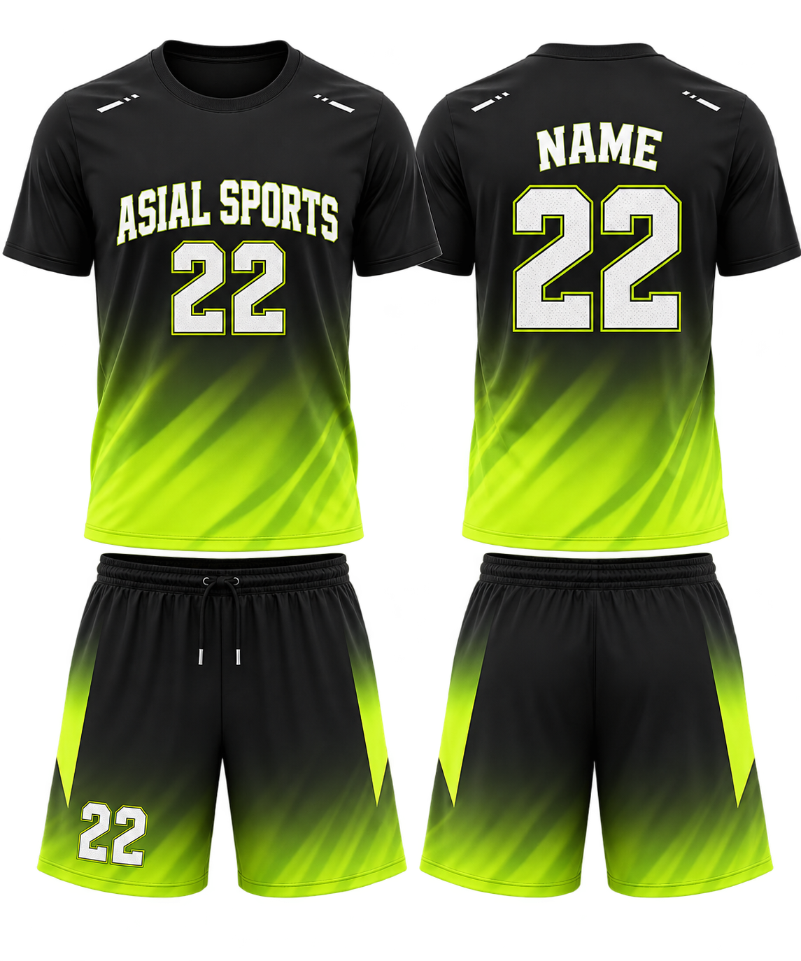 Black & Neon Performance Team Jersey & Shorts Set