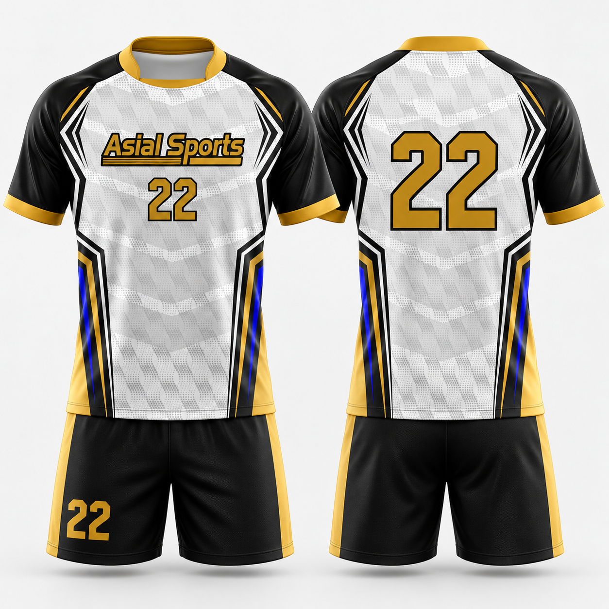 Premium Custom White Black Gold Rugby Uniform New You Sports Design