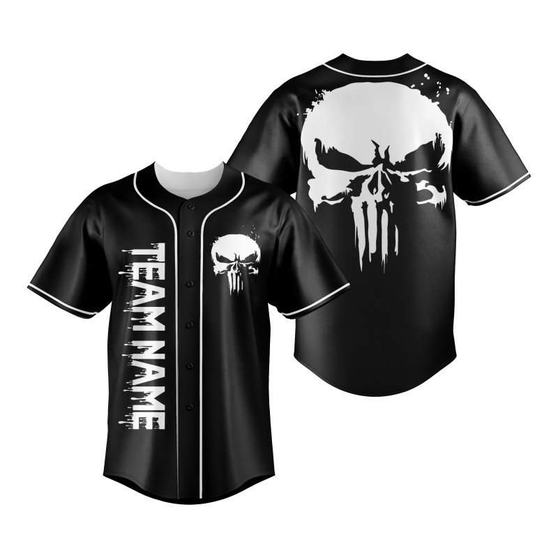 Black Skull Baseball Jersey — image 1