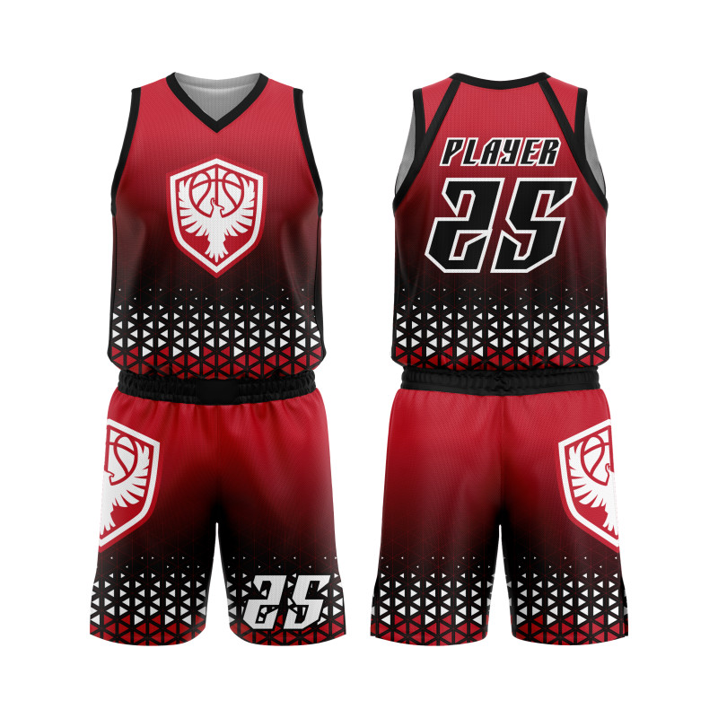 Eagle Red Basketball Uniform with Bold Red and Black Gradient Design — image 1