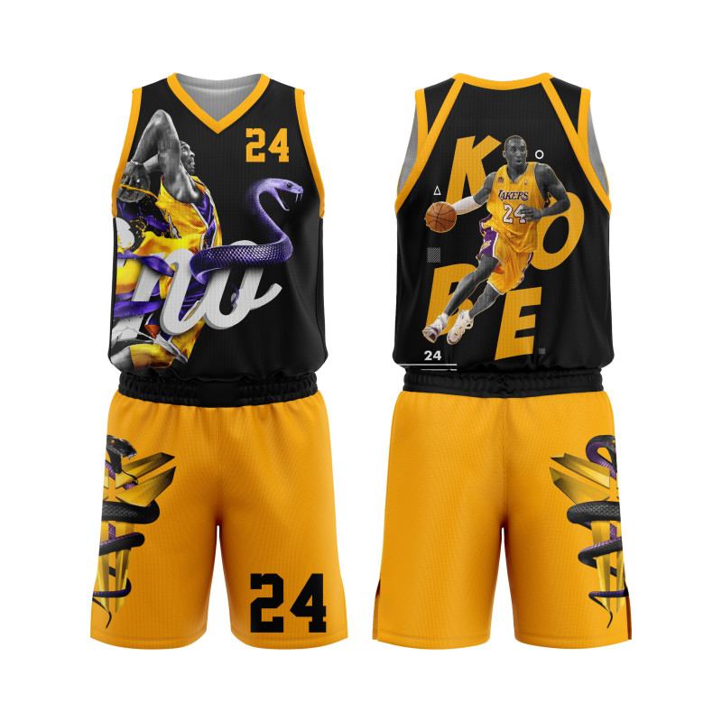Kobe Mamba Legacy Basketball Uniform in Black and Gold Featuring Iconic Image of Lakers Legend Kobe Bryant and Black Snake Symbol — image 1